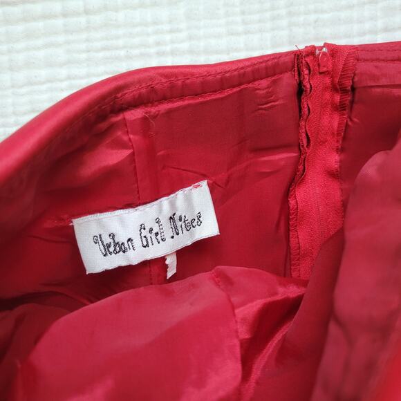 Vintage Y2K Prom Dress Formal Red Satin Strapless Ballgown Black Crinoline - Picture 5 of 8